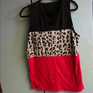 Stylish Black and Red Leopard Print Women's Top XL….4